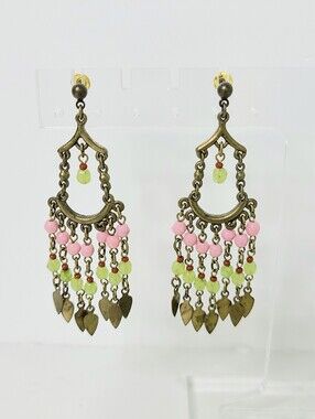 Ben-Amun Vintage Antique Gold Tone Beaded Vintage Dangle Earrings